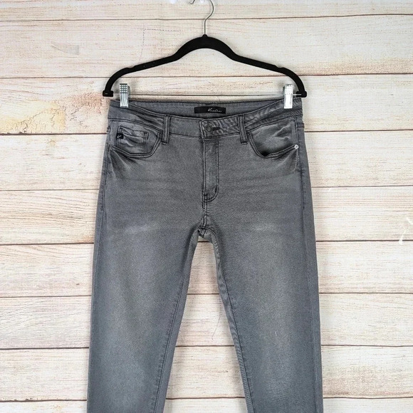 Kancan Women’s Size 29 Slim Ankle Zip Skinny Jeans Gray Stretchy Raw Edge Hem - Picture 2 of 11